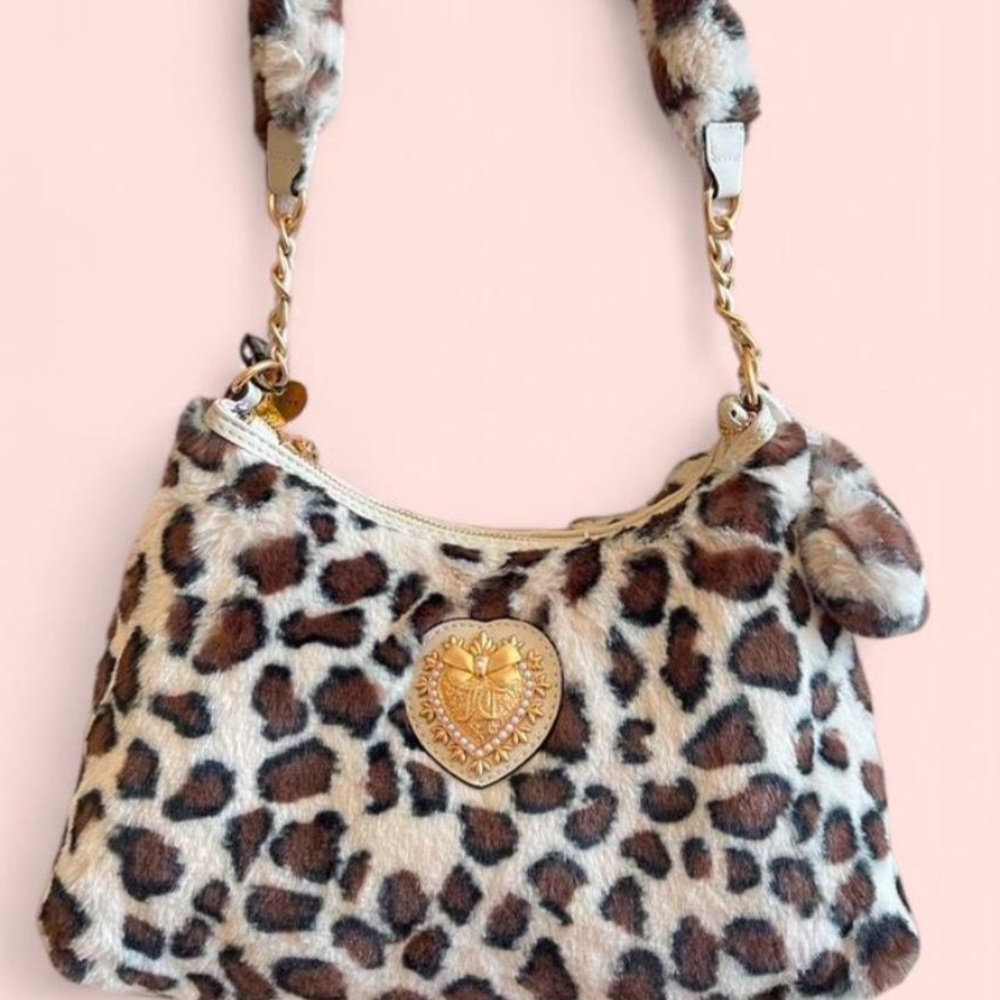 Juicy Couture Leopard Print Faux Fur Shoulder Bag
